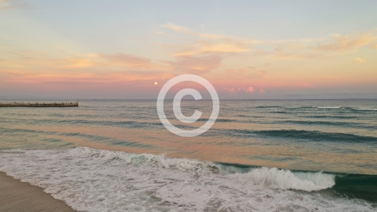 Beach Waves and the Moon