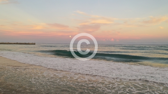 Beach Waves and the Moon