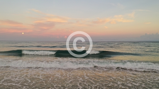 Beach Waves and the Moon